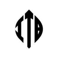 design del logo della lettera del cerchio itb con forma circolare ed ellittica. itb lettere ellittiche con stile tipografico. le tre iniziali formano un logo circolare. itb cerchio emblema astratto monogramma lettera marchio vettore. vettore