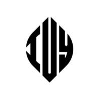 design del logo della lettera del cerchio iuy con forma circolare ed ellittica. iuy lettere ellittiche con stile tipografico. le tre iniziali formano un logo circolare. iuy cerchio emblema astratto monogramma lettera marchio vettore. vettore