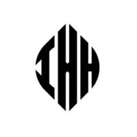 design del logo della lettera del cerchio ixh con forma circolare ed ellittica. ixh lettere ellittiche con stile tipografico. le tre iniziali formano un logo circolare. ixh cerchio emblema astratto monogramma lettera marchio vettore. vettore