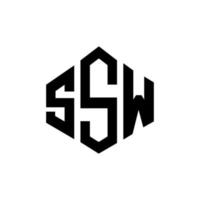 design del logo della lettera ssw con forma poligonale. ssw poligono e design del logo a forma di cubo. ssw esagono vettore logo modello colori bianco e nero. monogramma ssw, logo aziendale e immobiliare.