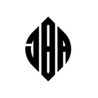 jba circle letter logo design con forma circolare ed ellittica. jba lettere ellittiche con stile tipografico. le tre iniziali formano un logo circolare. jba cerchio emblema astratto monogramma lettera marchio vettore. vettore