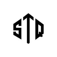 design del logo della lettera stq con forma poligonale. design del logo a forma di poligono e cubo stq. colori bianco e nero del modello di logo di vettore di esagono stq. monogramma stq, logo aziendale e immobiliare.