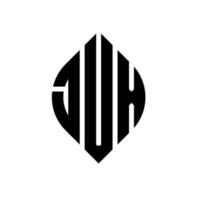 jux circle letter logo design con forma circolare ed ellittica. jux lettere ellittiche con stile tipografico. le tre iniziali formano un logo circolare. jux cerchio emblema astratto monogramma lettera marchio vettore. vettore