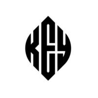 design del logo della lettera del cerchio chiave con forma circolare ed ellittica. lettere chiave dell'ellisse con stile tipografico. le tre iniziali formano un logo circolare. vettore del segno della lettera del monogramma astratto dell'emblema del cerchio chiave.