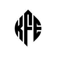 design del logo della lettera del cerchio kfe con forma circolare ed ellittica. lettere ellittiche kfe con stile tipografico. le tre iniziali formano un logo circolare. kfe cerchio emblema astratto monogramma lettera marchio vettore. vettore