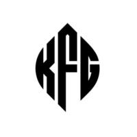 design del logo della lettera del cerchio kfg con forma circolare ed ellittica. lettere di ellisse kfg con stile tipografico. le tre iniziali formano un logo circolare. kfg cerchio emblema astratto monogramma lettera marchio vettore. vettore