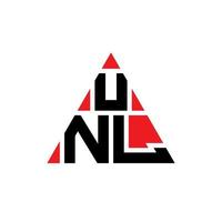 design del logo della lettera triangolare con forma triangolare. monogramma del design del logo del triangolo unl. unl modello di logo vettoriale triangolo con colore rosso. unl logo triangolare logo semplice, elegante e lussuoso.