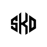 design del logo della lettera sko con forma poligonale. sko poligono e design del logo a forma di cubo. sko esagono logo modello vettoriale colori bianco e nero. monogramma sko, logo aziendale e immobiliare.