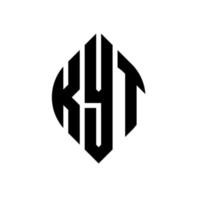 design del logo della lettera del cerchio di kyt con forma circolare ed ellittica. kyt lettere ellittiche con stile tipografico. le tre iniziali formano un logo circolare. kyt cerchio emblema astratto monogramma lettera marchio vettore. vettore