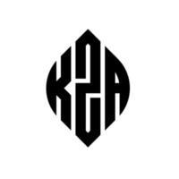 logo della lettera del cerchio kza con forma circolare ed ellittica. kza lettere ellittiche con stile tipografico. le tre iniziali formano un logo circolare. kza cerchio emblema astratto monogramma lettera marchio vettore. vettore