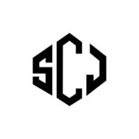 scj lettera logo design con forma poligonale. scj poligono e design del logo a forma di cubo. scj modello di logo vettoriale esagonale colori bianco e nero. monogramma scj, logo aziendale e immobiliare.