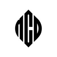 mcd circle letter logo design con forma circolare ed ellittica. lettere di ellisse mcd con stile tipografico. le tre iniziali formano un logo circolare. mcd cerchio emblema astratto monogramma lettera marchio vettore. vettore