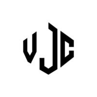 design del logo della lettera vjc con forma poligonale. vjc poligono e design del logo a forma di cubo. vjc modello di logo vettoriale esagonale colori bianco e nero. monogramma vjc, logo aziendale e immobiliare.
