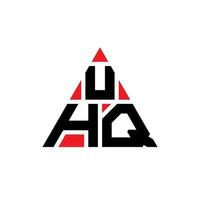 design del logo della lettera triangolare uhq con forma triangolare. uhq triangolo logo design monogramma. modello di logo vettoriale triangolo uhq con colore rosso. uhq logo triangolare logo semplice, elegante e lussuoso.