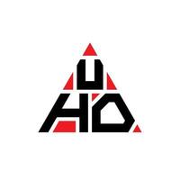 design del logo della lettera triangolare uho con forma triangolare. uho triangolo logo design monogramma. modello di logo vettoriale triangolo uho con colore rosso. uho logo triangolare logo semplice, elegante e lussuoso.