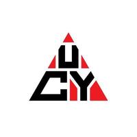 design del logo della lettera triangolo ucy con forma triangolare. monogramma di design del logo del triangolo ucy. modello di logo vettoriale triangolo ucy con colore rosso. logo triangolare ucy logo semplice, elegante e lussuoso.