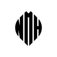 nmh circle letter logo design con forma circolare ed ellittica. nmh lettere ellittiche con stile tipografico. le tre iniziali formano un logo circolare. nmh cerchio emblema astratto monogramma lettera marchio vettore. vettore