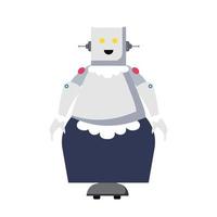 logo della mascotte della cameriera robotica dei cartoni animati vettore