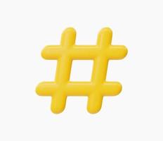 3d realistico simbolo hashtag illustrazione vettoriale. vettore