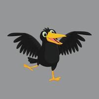 cartone animato corvo felice. illustrazione vettoriale