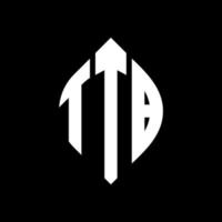 design del logo della lettera del cerchio ttb con forma circolare ed ellittica. ttb lettere ellittiche con stile tipografico. le tre iniziali formano un logo circolare. ttb cerchio emblema astratto monogramma lettera marchio vettore. vettore