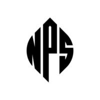 design del logo della lettera del cerchio nps con forma circolare ed ellittica. nps lettere ellittiche con stile tipografico. le tre iniziali formano un logo circolare. nps cerchio emblema astratto monogramma lettera marchio vettore. vettore
