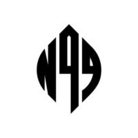 design del logo della lettera circolare nqq con forma circolare ed ellittica. nqq lettere ellittiche con stile tipografico. le tre iniziali formano un logo circolare. nqq cerchio emblema astratto monogramma lettera marchio vettore. vettore