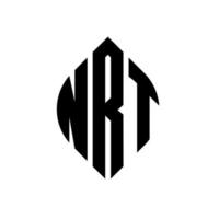 design del logo della lettera del cerchio nrt con forma circolare ed ellittica. nrt lettere ellittiche con stile tipografico. le tre iniziali formano un logo circolare. nrt cerchio emblema astratto monogramma lettera marchio vettore. vettore