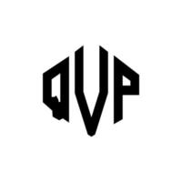 design del logo della lettera qvp con forma poligonale. design del logo a forma di poligono e cubo qvp. modello di logo vettoriale esagonale qvp colori bianco e nero. monogramma qvp, logo aziendale e immobiliare.