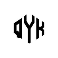 design del logo della lettera qyk con forma poligonale. qyk poligono e design del logo a forma di cubo. qyk modello di logo vettoriale esagonale colori bianco e nero. qyk monogramma, logo aziendale e immobiliare.