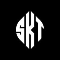 skt circle letter logo design con forma circolare ed ellittica. skt lettere ellittiche con stile tipografico. le tre iniziali formano un logo circolare. skt cerchio emblema astratto monogramma lettera marchio vettore. vettore