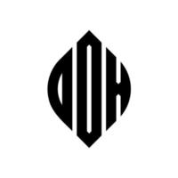 design del logo della lettera del cerchio odx con forma circolare ed ellittica. lettere di ellisse odx con stile tipografico. le tre iniziali formano un logo circolare. vettore del segno della lettera del monogramma astratto dell'emblema del cerchio odx.