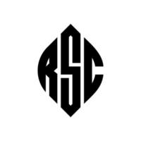 rsc circle letter logo design con forma circolare ed ellittica. lettere ellittiche rsc con stile tipografico. le tre iniziali formano un logo circolare. vettore del segno della lettera del monogramma astratto dell'emblema del cerchio di rsc.