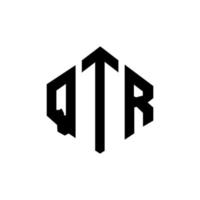 design del logo della lettera qtr con forma poligonale. qtr poligono e design del logo a forma di cubo. qtr modello di logo vettoriale esagonale colori bianco e nero. qtr monogramma, logo aziendale e immobiliare.