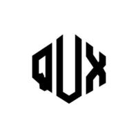 design del logo della lettera qux con forma poligonale. qux poligono e design del logo a forma di cubo. qux esagonale modello logo vettoriale colori bianco e nero. monogramma qux, logo aziendale e immobiliare.