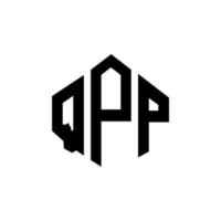 design del logo della lettera qpp con forma poligonale. design del logo a forma di poligono e cubo qpp. modello di logo vettoriale esagonale qpp colori bianco e nero. monogramma qpp, logo aziendale e immobiliare.