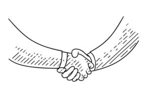 stretta di mano ferma tra uomini d'affari. disegno di illustrazione vettoriale disegnato a mano