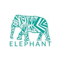 elefante verde con strisce astratte. vettore modello logo animale