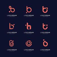 set di modello di logo astratto lettera b iniziale. icone per affari di lusso, eleganti, semplici. vettore premium