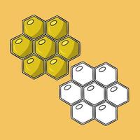 set di immagini, nido d'ape giallo brillante con miele, illustrazione vettoriale in stile cartone animato su sfondo colorato