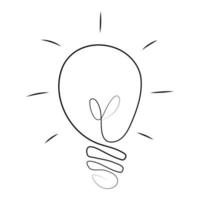 icona della lampadina. idee, soluzione, simbolo di elettricità. illustrazione vettoriale. disegnato a mano vettore