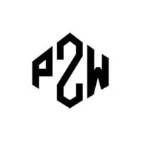 design del logo della lettera pzw con forma poligonale. pzw poligono e design del logo a forma di cubo. pzw modello di logo vettoriale esagonale colori bianco e nero. monogramma pzw, logo aziendale e immobiliare.