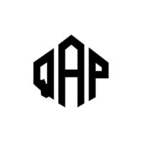design del logo della lettera qap con forma poligonale. design del logo a forma di poligono e cubo qap. modello di logo vettoriale esagonale qap colori bianco e nero. monogramma qap, logo aziendale e immobiliare.