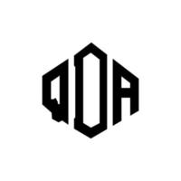 design del logo della lettera qda con forma poligonale. qda poligono e design del logo a forma di cubo. modello di logo vettoriale esagonale qda colori bianco e nero. monogramma qda, logo aziendale e immobiliare.
