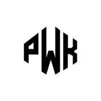 design del logo della lettera pwk con forma poligonale. poligono pwk e design del logo a forma di cubo. modello di logo vettoriale esagonale pwk colori bianco e nero. monogramma pwk, logo aziendale e immobiliare.