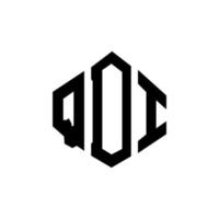 design del logo della lettera qdi con forma poligonale. qdi poligono e design del logo a forma di cubo. modello di logo vettoriale esagonale qdi colori bianco e nero. monogramma qdi, logo aziendale e immobiliare.