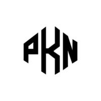 design del logo della lettera pkn con forma poligonale. poligono pkn e design del logo a forma di cubo. pkn modello di logo vettoriale esagonale colori bianco e nero. monogramma pkn, logo aziendale e immobiliare.