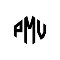 design del logo della lettera pmv con forma poligonale. design del logo a forma di poligono e cubo pmv. pmv esagono logo modello vettoriale colori bianco e nero. monogramma pmv, logo aziendale e immobiliare.