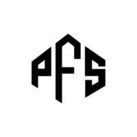 design del logo della lettera pfs con forma poligonale. pfs poligono e design del logo a forma di cubo. pfs modello di logo vettoriale esagonale colori bianco e nero. monogramma pfs, logo aziendale e immobiliare.