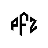 design del logo della lettera pfz con forma poligonale. pfz poligono e design del logo a forma di cubo. pfz modello di logo vettoriale esagonale colori bianco e nero. monogramma pfz, logo aziendale e immobiliare.